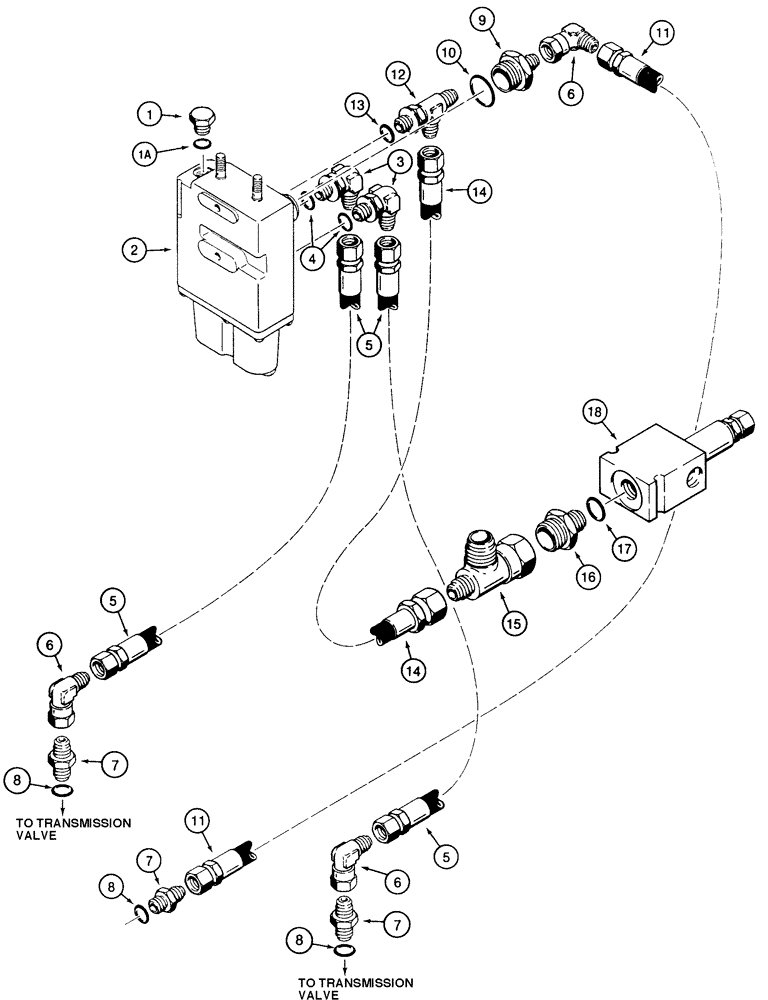 Схема запчастей Case 850E - (7-04) - POWER BRAKE HYDRAULIC LINES, VALVE TO TRANSMISSION (07) - BRAKES