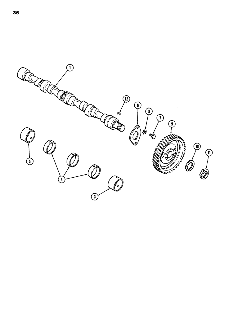 Схема запчастей Case 586D - (036) - CAMSHAFT, 188 DIESEL ENGINE (10) - ENGINE