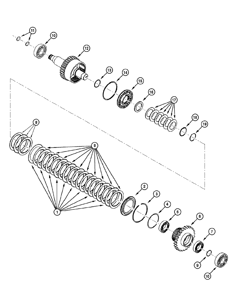 Схема запчастей Case 885 - (06-20[01]) - TRANSMISSION - 3rd SPEED AXLE (06) - POWER TRAIN