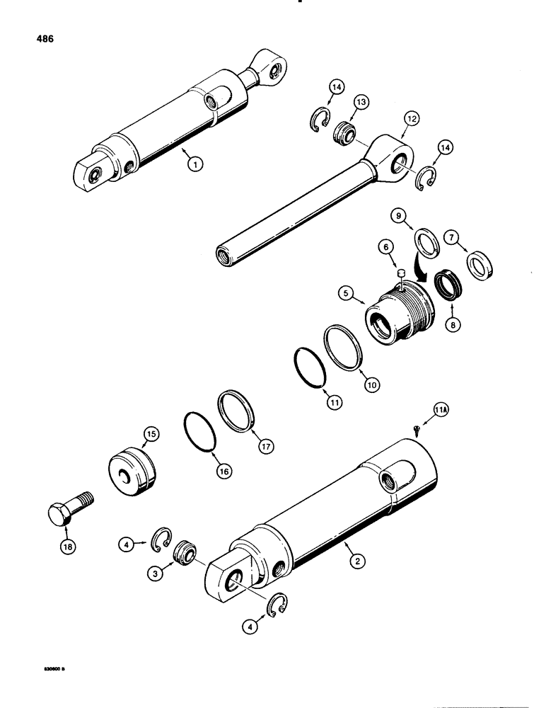 Схема запчастей Case 580E - (486) - G33128 THREE-POINT HITCH PITCH CYLINDER (08) - HYDRAULICS