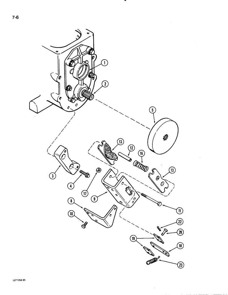 Схема запчастей Case 480E - (7-06) - TRANSAXLE PARK BRAKE, 2 WHEEL DRIVE (07) - BRAKES