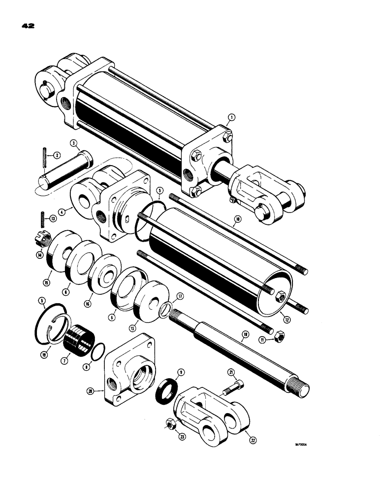 Схема запчастей Case 584 - (42) - D39464 SIDE SHIFT CYLINDER, USED WITH 5000 LB. CAPACITY MAST (35) - HYDRAULIC SYSTEMS