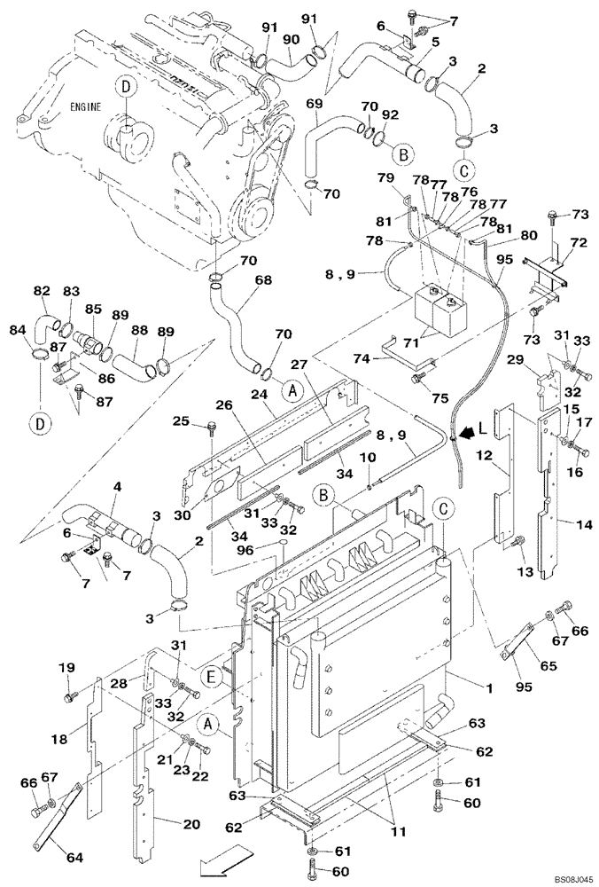 Схема запчастей Case CX800B - (02-04) - ENGINE WATER CIRCUIT (02) - ENGINE