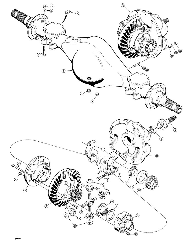 Схема запчастей Case 780 - (224) - D86494 REAR AXLE, TRAC SN 5500354 & AFT EXCEPT SN 5500426 THRU 5500439 (06) - POWER TRAIN