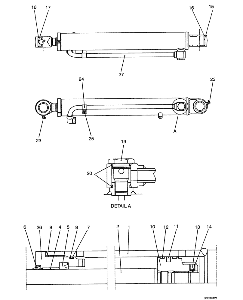 Схема запчастей Case CX47 - (08-63[00]) - CYLINDER ASSY, BUCKET (08) - HYDRAULICS