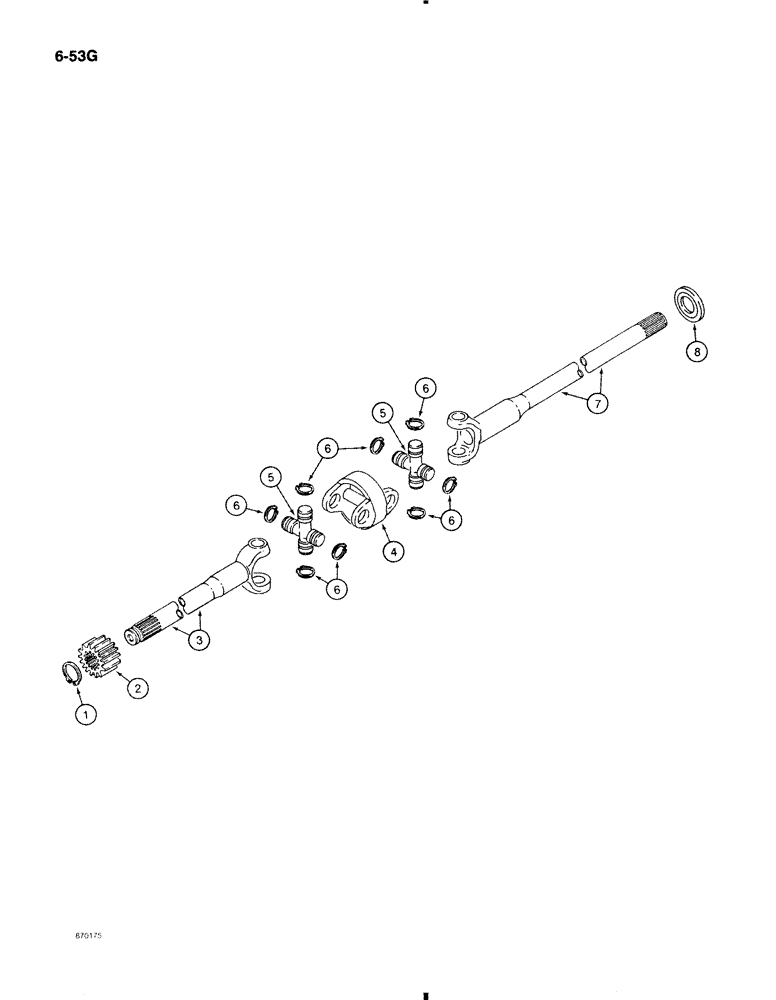 Схема запчастей Case 580K - (6-053G) - FRONT DRIVE AXLE, AXLE SHAFTS (06) - POWER TRAIN