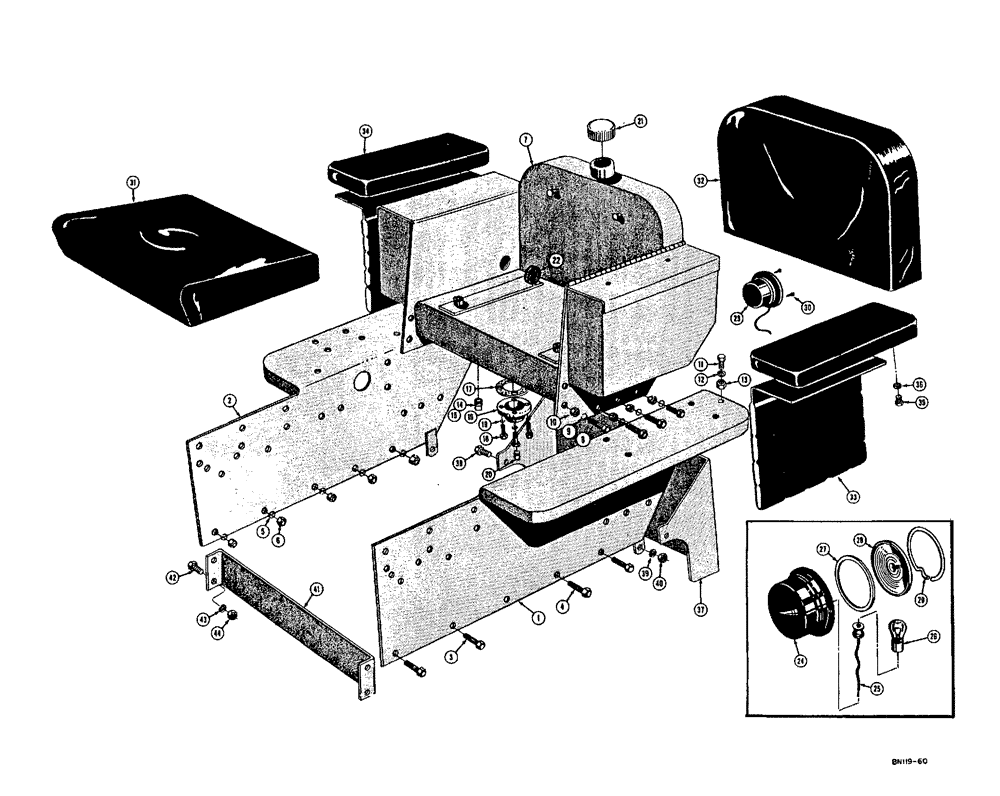 Схема запчастей Case 310E - (064) - FENDERS, FUEL TANK, SEAT, AND CUSHIONS (05) - UPPERSTRUCTURE CHASSIS