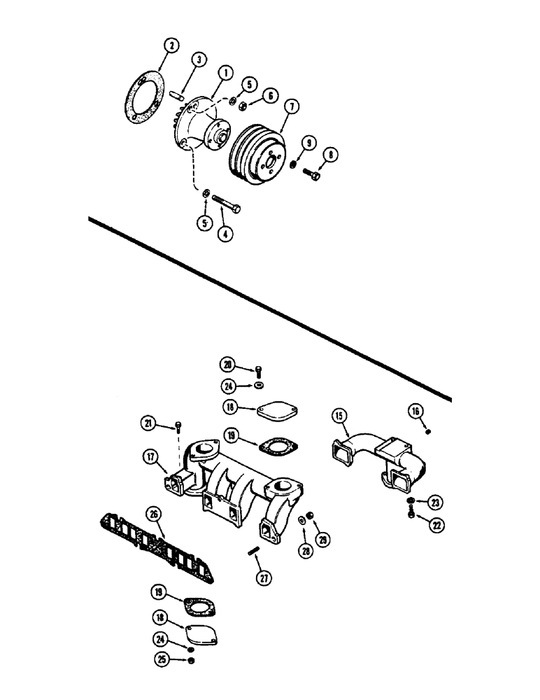 Схема запчастей Case 1700-SERIES - (008) - WATER PUMP, 148B SPARK IGNITION ENGINE (10) - ENGINE