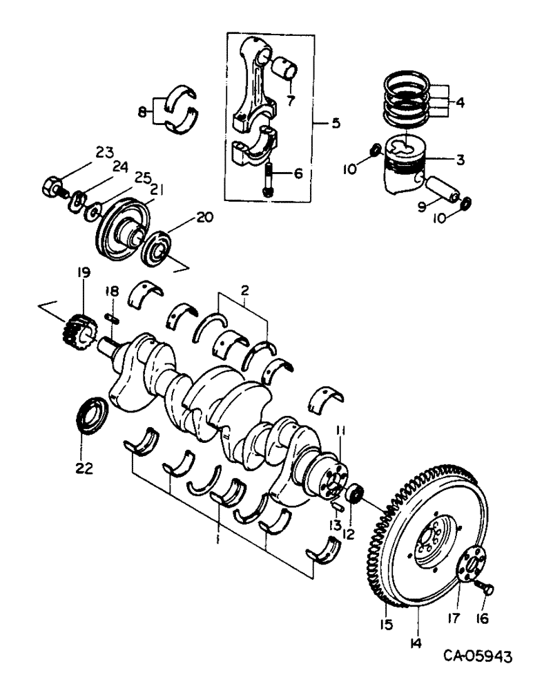 Схема запчастей Case 4155 - (12-09) - POWER, CRANKSHAFT (04) - Drive Train