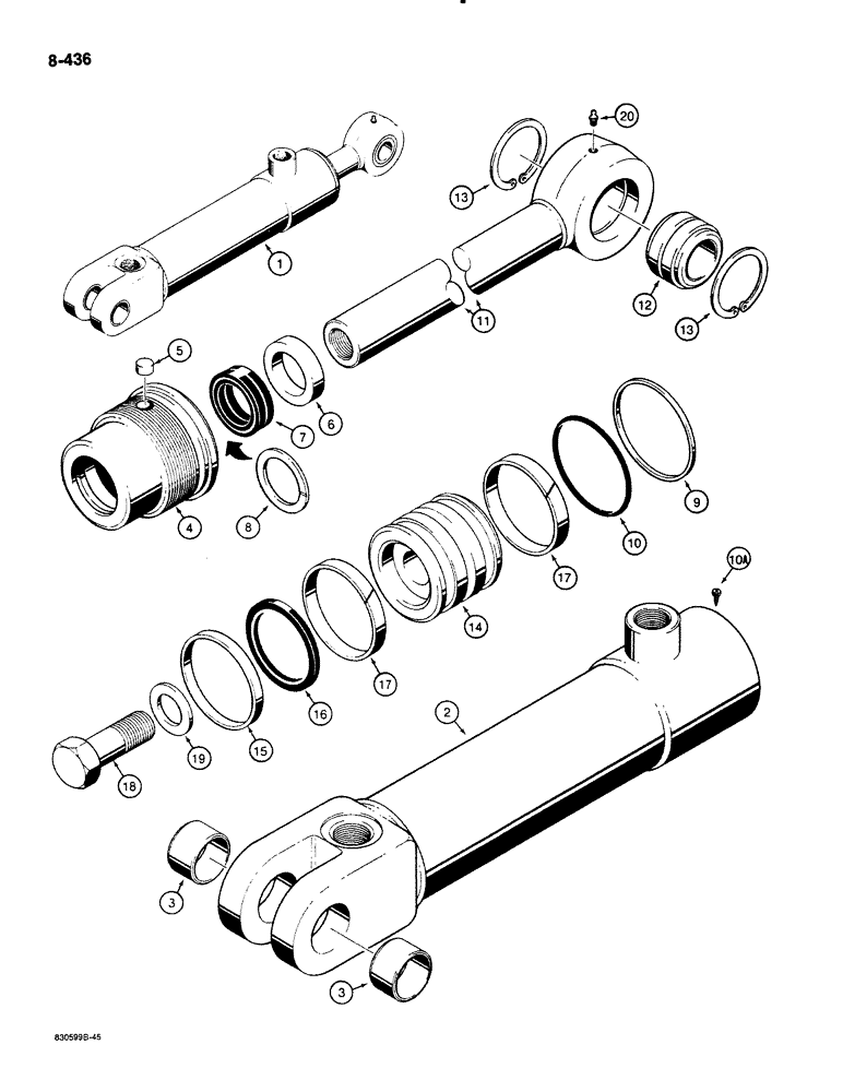 Схема запчастей Case 580K - (08-436) - G101188 THREE-POINT HITCH TILT CYLINDER (08) - HYDRAULICS