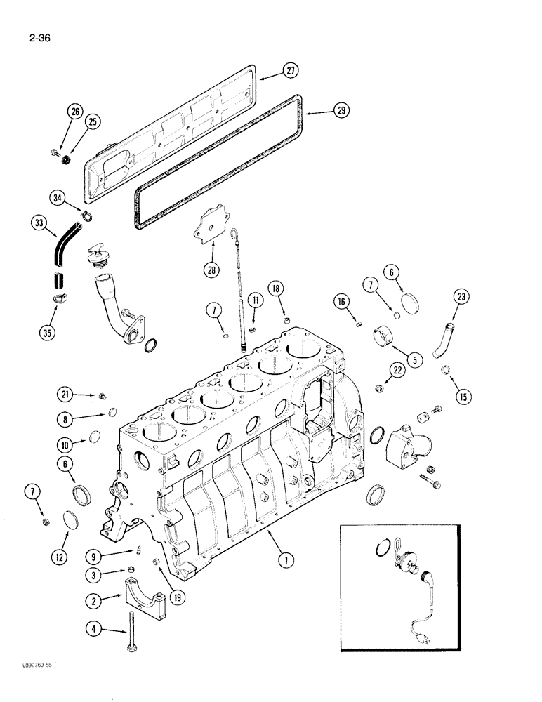 Схема запчастей Case 780D - (2-36) - CYLINDER BLOCK, 6T-590 ENGINE (02) - ENGINE