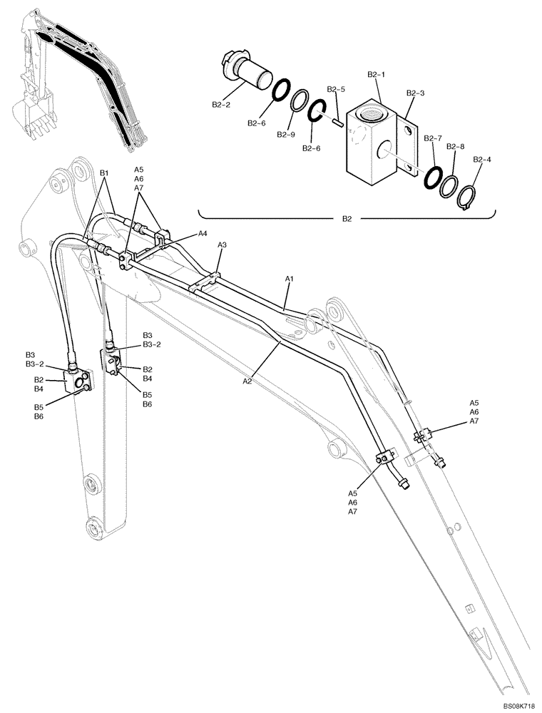 Схема запчастей Case CX27B BTW - (03-003) - HYDRAULIC LINES, BOOM 2.15 M (NIBBLER & BREAKER) (PV42H00021F1,PV43H00010F1) (35) - HYDRAULIC SYSTEMS