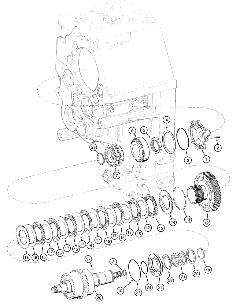 Схема запчастей Case 921B - (6-026) - TRANSMISSION ASSEMBLY - THIRD GEAR AND CLUTCH, PRIOR TO P.I.N. JEE0052701 (06) - POWER TRAIN