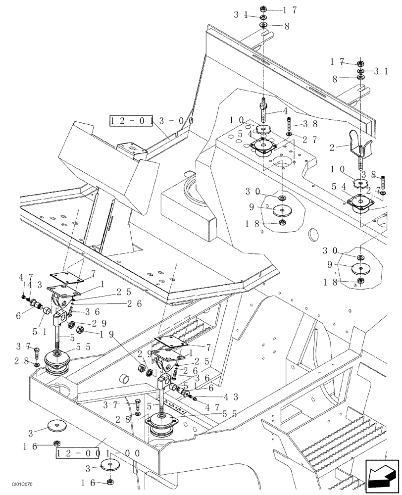 Схема запчастей Case SV210 - (12-014-00[01]) - OPERATORS COMPARTMENT - BELLOWS (09) - CHASSIS