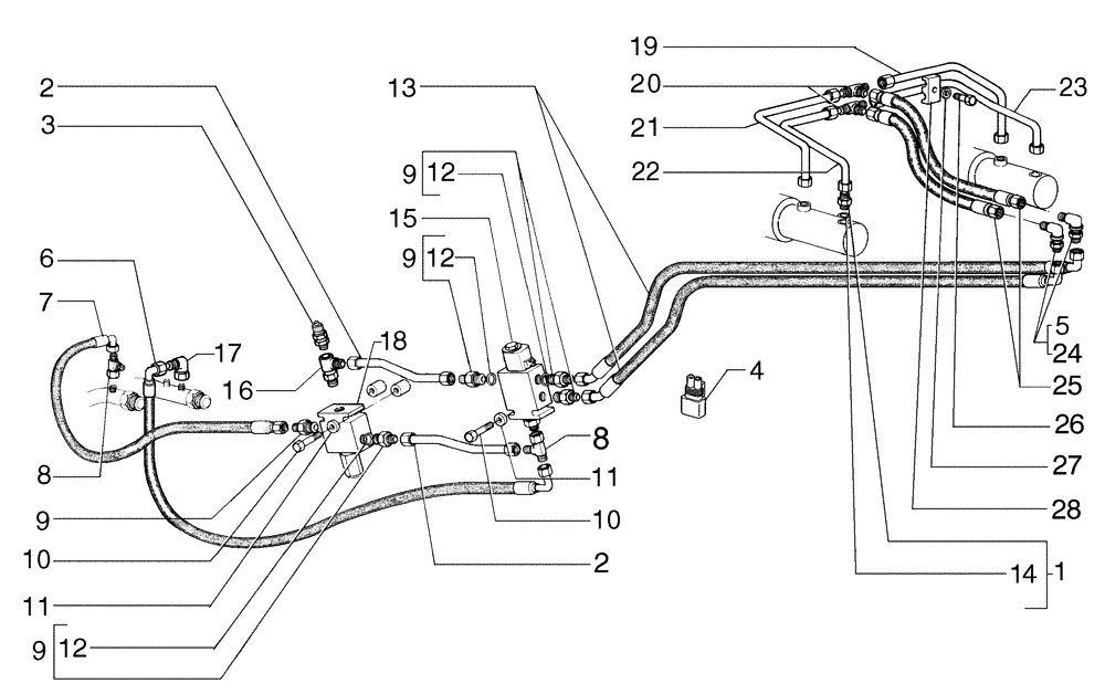 Схема запчастей Case 845B - (08-11[01]) - SADDLE LOCK PIN CYLINDER AND PIPING (08) - HYDRAULICS