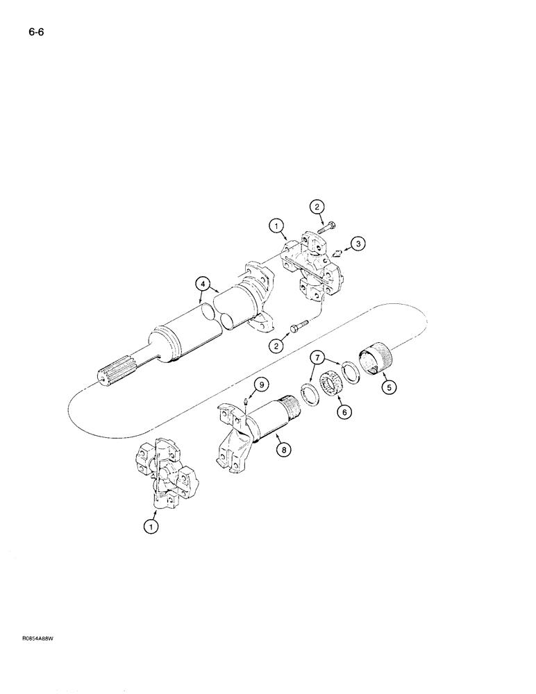 Схема запчастей Case 780D - (6-06) - FOUR WHEEL DRIVE FRONT AXLE DRIVESHAFT (06) - POWER TRAIN