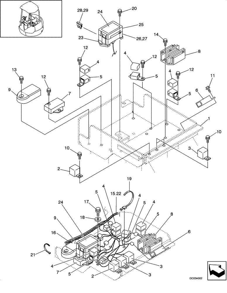 Схема запчастей Case CX25 - (04-06[00]) - RELAY ASSY - CAB (04) - ELECTRICAL SYSTEMS