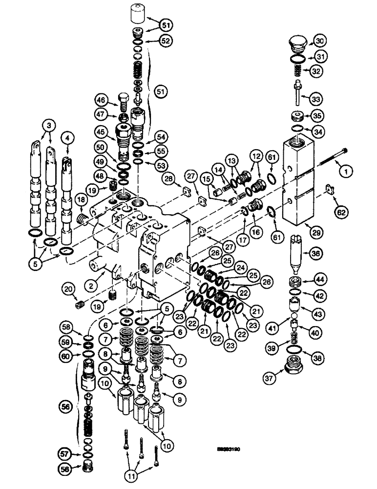 Схема запчастей Case 660 - (8-054) - BACKHOE CONTROL VALVE - H674500, INLET SECTION (08) - HYDRAULICS