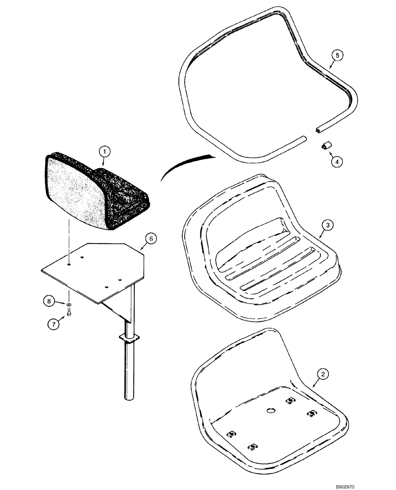 Схема запчастей Case 70XT - (09-40) - BACKHOE - SEAT MOUNTING (D100) (09) - CHASSIS