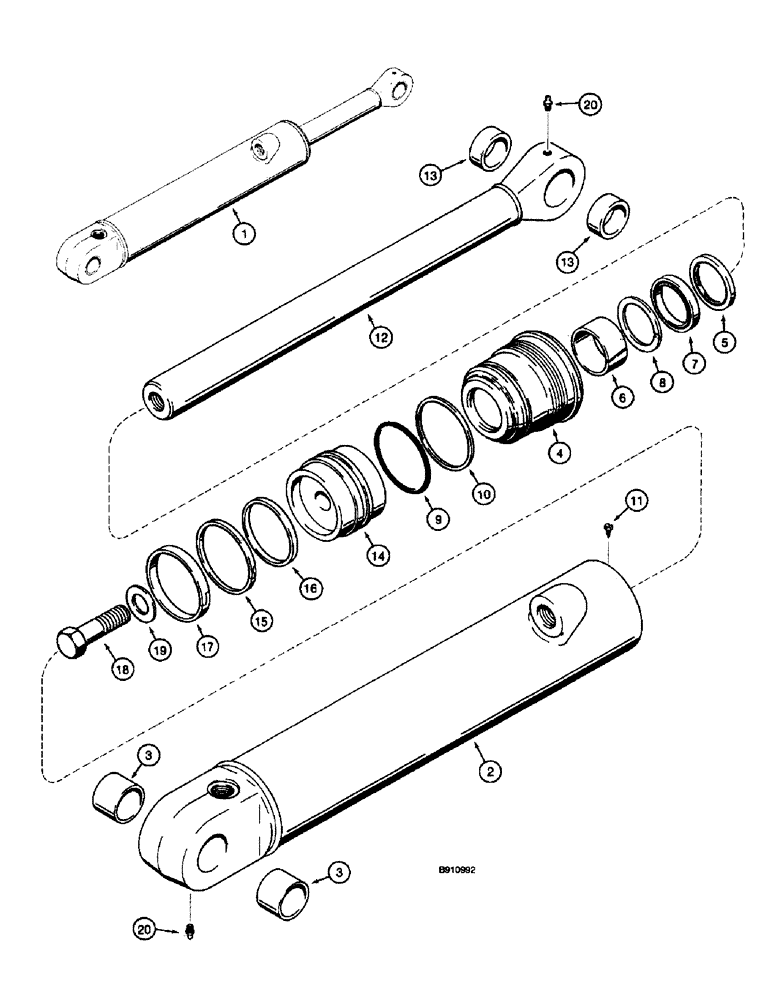 Схема запчастей Case 660 - (8-068) - BACKHOE DIPPER CYLINDER - 1346411C2 (08) - HYDRAULICS