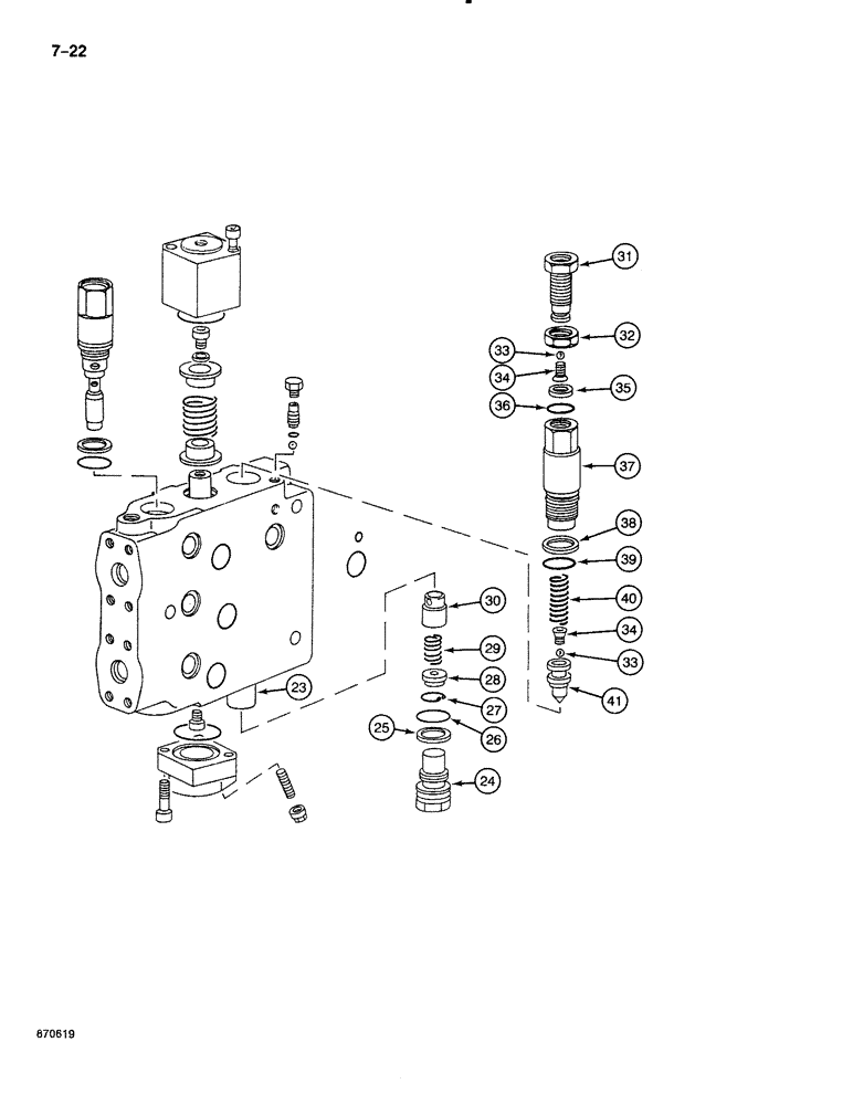 Схема запчастей Case 888 - (7-022) - DRIVE CONTROL VALVE, TRACK DRIVE SECTION, P.I.N. FROM 74163 TO 74212 (07) - BRAKES