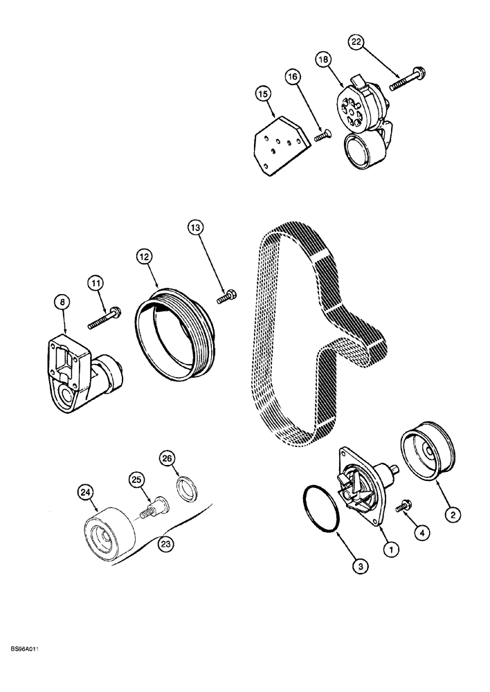 Схема запчастей Case 760 - (02-016) - WATER PUMP SYSTEM, 4-390 ENGINE (10) - ENGINE