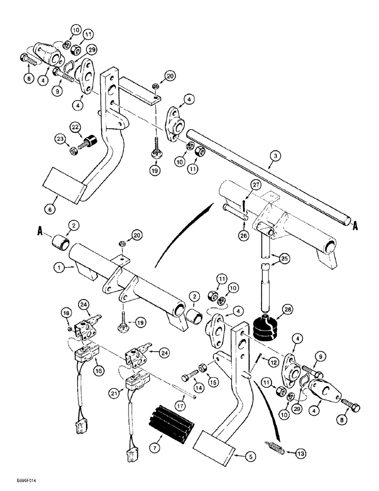 Схема запчастей Case 621B - (7-06) - BRAKE PEDALS AND BRAKE SWITCHES (07) - BRAKES