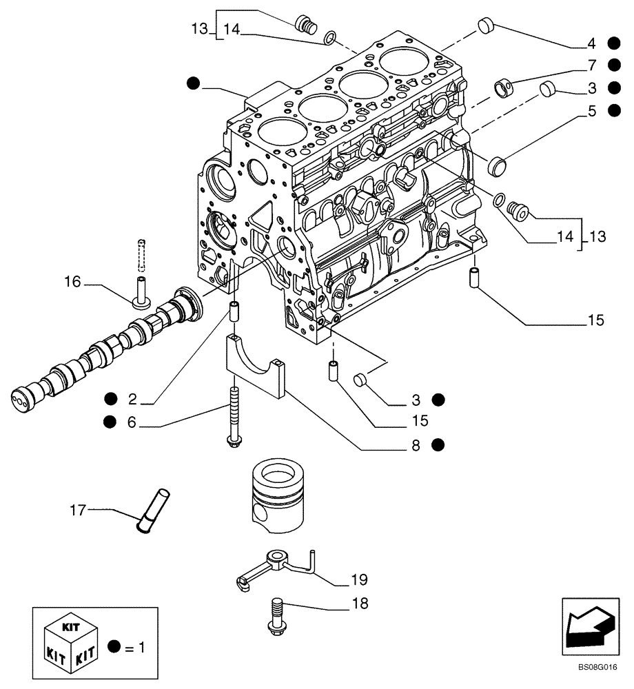 Схема запчастей Case 450CT - (02-09) - CYLINDER BLOCK (02) - ENGINE