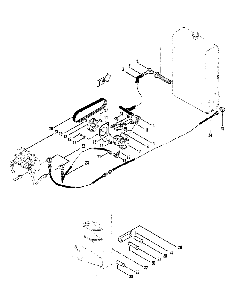 Схема запчастей Case 30 - (30) - D-100 BACKHOE ATTACHING KIT 