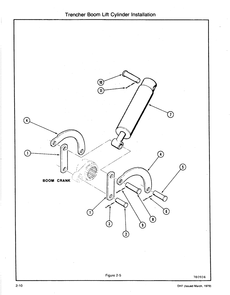 Схема запчастей Case DH7 - (2-10) - TRENCHER BOOM LIFT CYLINDER INSTALLATION (35) - HYDRAULIC SYSTEMS