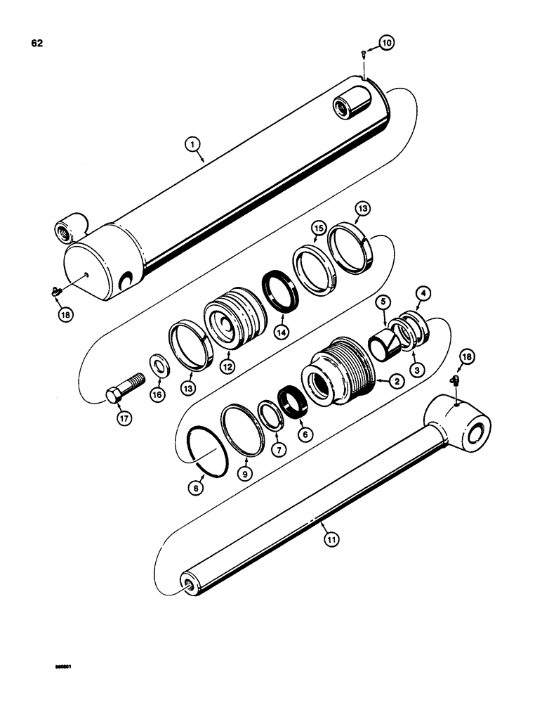 Схема запчастей Case D100 - (8-062) - STABILIZER, BOOM, AND BUCKET CYLINDERS 