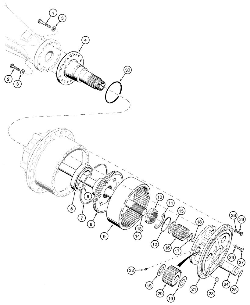 Схема запчастей Case 921C - (06-25) - AXLE, FRONT AND REAR - PLANETARY -JEE0123251 (06) - POWER TRAIN