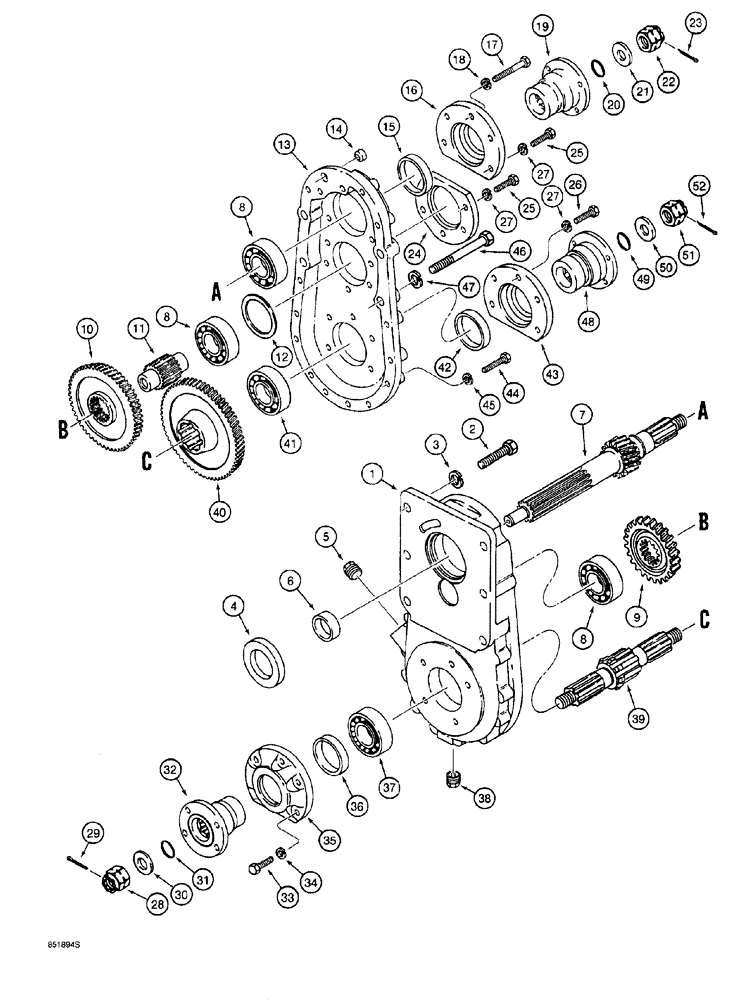 Схема запчастей Case 760 - (06-040) - TRANSMISSION, TRANSFER HOUSING, H672364 TRANSMISSION (21) - TRANSMISSION