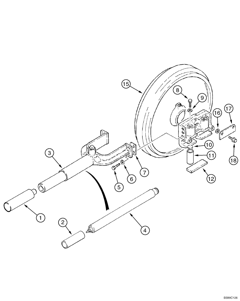 Схема запчастей Case 550H-IND - (05-03) - TRACK ADJUSTER AND IDLER, MOUNTING (11) - TRACKS/STEERING