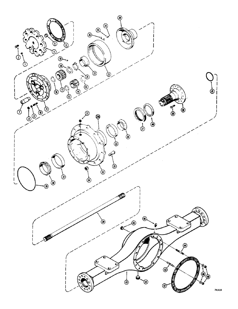 Схема запчастей Case 800 - (166) - PR130 AXLE AND PLANETARY (03) - TRANSMISSION