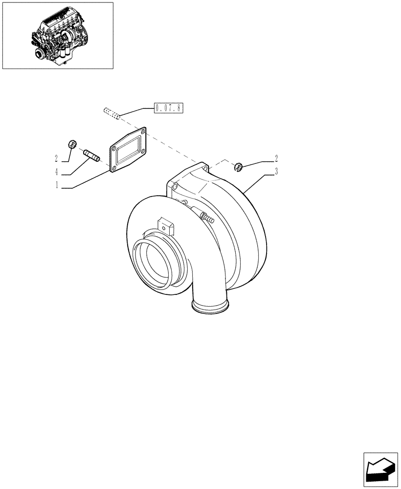 Схема запчастей Case F3AE0684P E906 - (0.24.0[01]) - TURBOCHARGER & RELATED PARTS (504164018) 