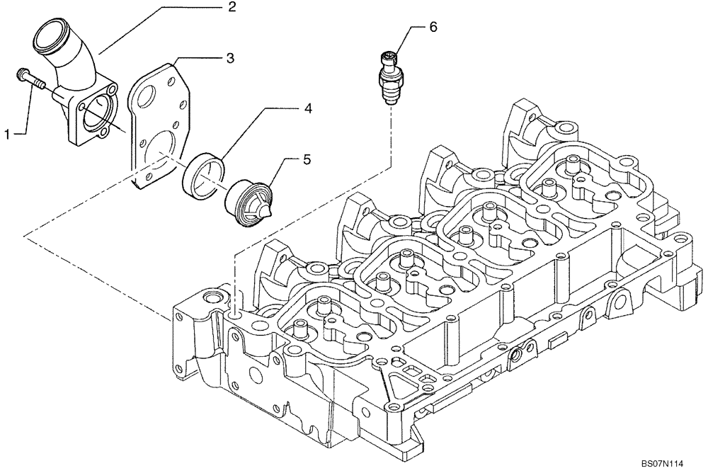 Схема запчастей Case 580M - (02-37) - THERMOSTAT - ENGINE COOLING SYSTEM (02) - ENGINE