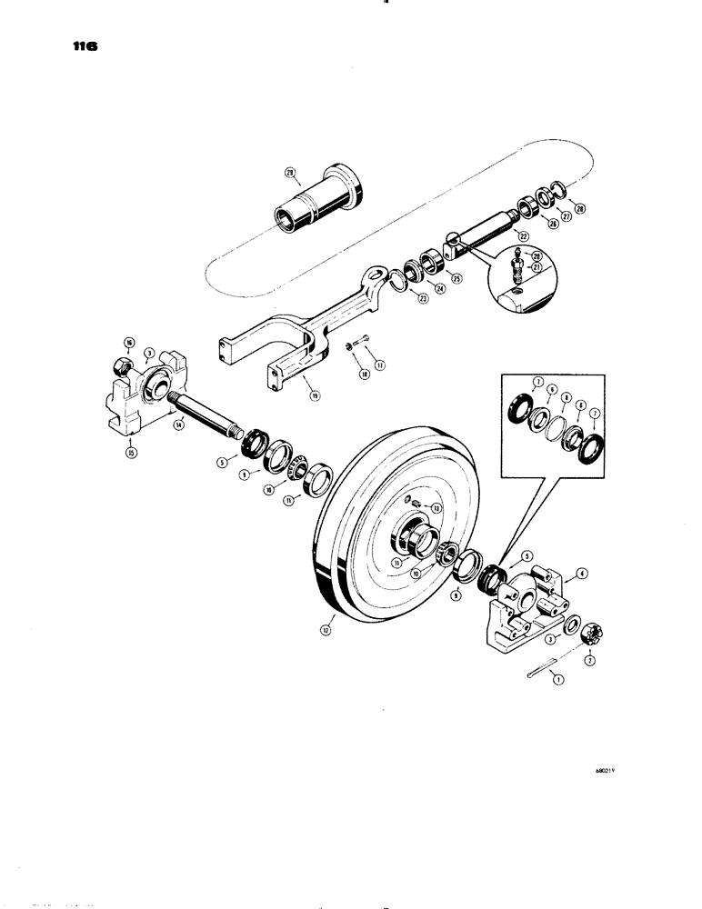 Схема запчастей Case 1150 - (116) - IDLER WHEEL AND TRACK ADJUSTER (04) - UNDERCARRIAGE