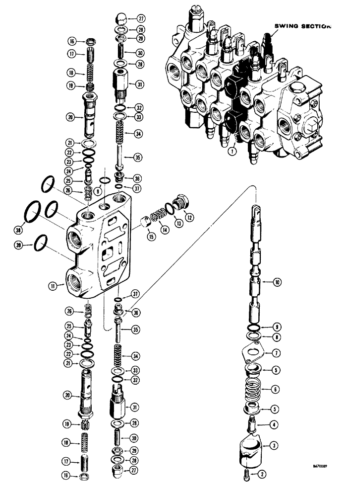 Схема запчастей Case 33S - (090) - D40749 BACKHOE SWING SECTION 