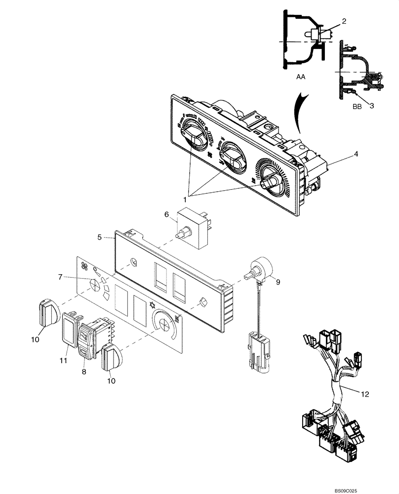 Схема запчастей Case 521E - (09-79) - HEATER - CONTROL (09) - CHASSIS