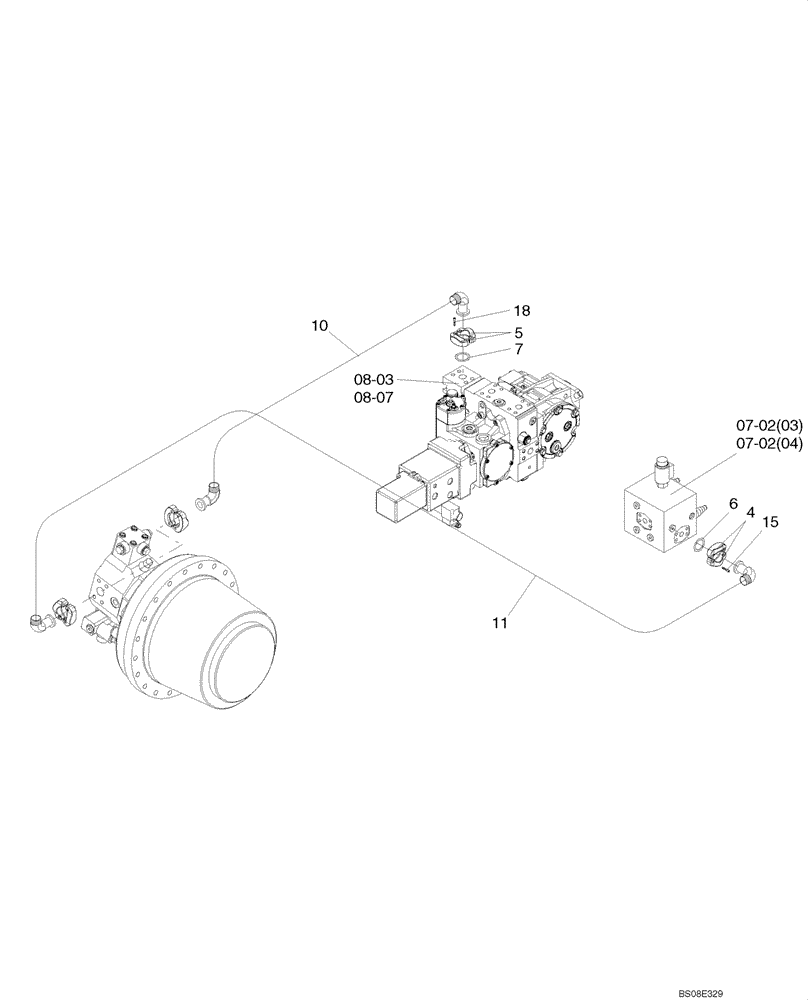 Схема запчастей Case SV210 - (08-04[01]) - HYDRAULIC LINES - FRONT DRUM DRIVE (GROUP 310) (ND139573) (08) - HYDRAULICS