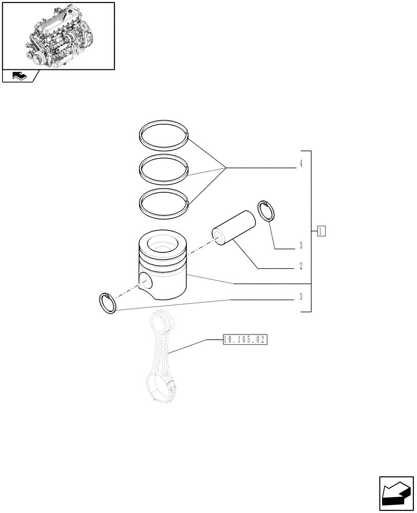 Схема запчастей Case F2CE9684U E151 - (10.105.01) - PISTON - ENGINE (504223631) (01) - ENGINE