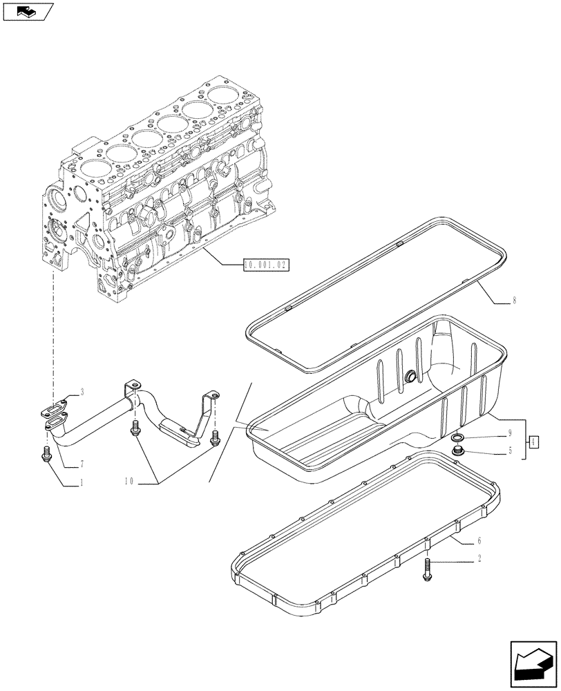 Схема запчастей Case F4HFE613T A005 - (10.102.01) - ENGINE OIL SUMP (504084714) (10) - ENGINE