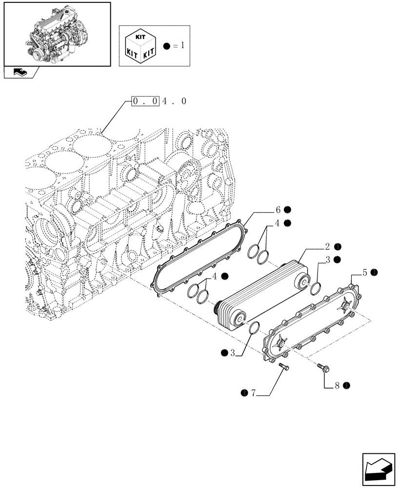 Схема запчастей Case F2CE9684H E003 - (0.31.0) - HEAT EXCHANGER (504130575) 