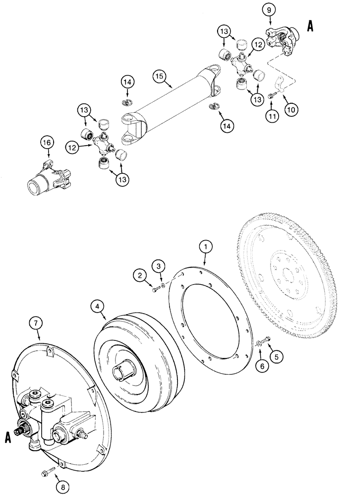 Схема запчастей Case 850H - (06-01) - TORQUE CONVERTER - DRIVE SHAFT (06) - POWER TRAIN