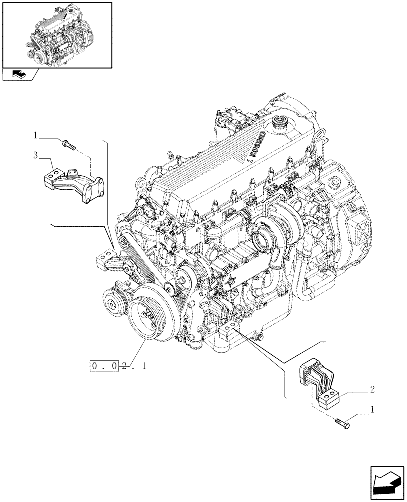 Схема запчастей Case F2CE9684H E010 - (0.04.4) - ENGINE SUSPENSION (504129590) 