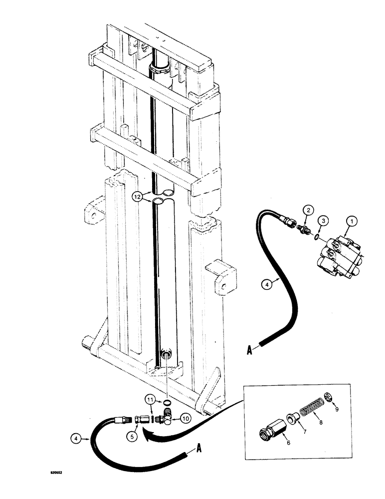 Схема запчастей Case W4 - (134) - FORKLIFT LIFT CYLINDER HYDRAULIC CIRCUIT (08) - HYDRAULICS