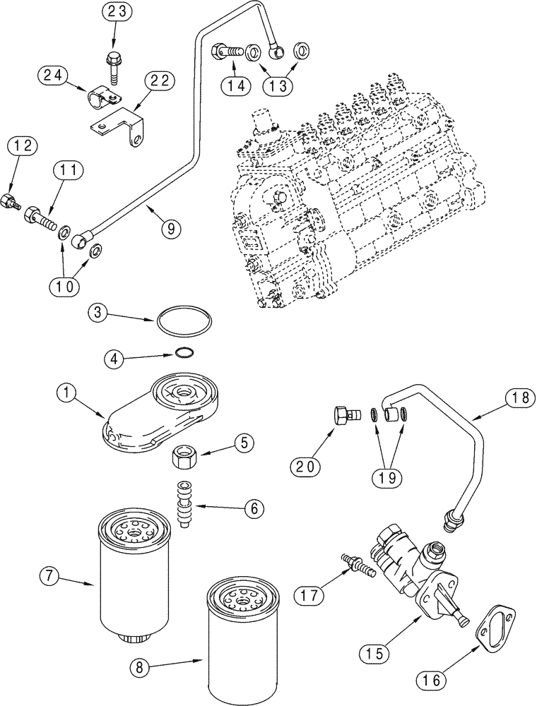 Схема запчастей Case 821C - (03-15) - FUEL FILTER PUMP, TRANSFER (03) - FUEL SYSTEM