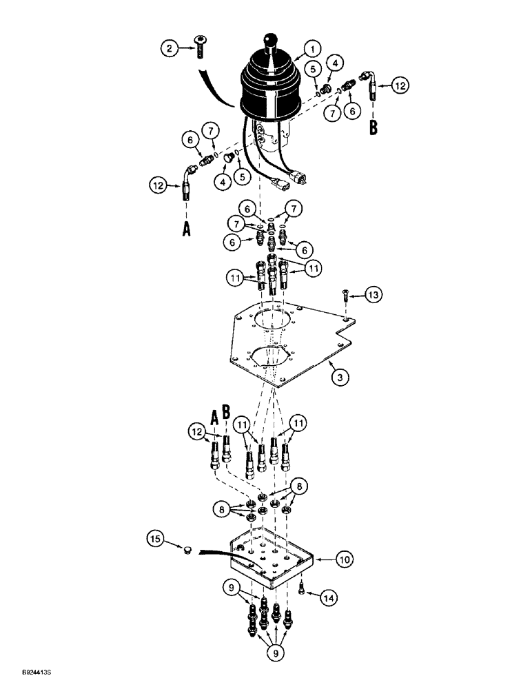 Схема запчастей Case 721B - (8-062) - REMOTE LOADER CONTROL CIRCUIT, SINGLE LEVER WITH TWO SPOOL VALVE (08) - HYDRAULICS