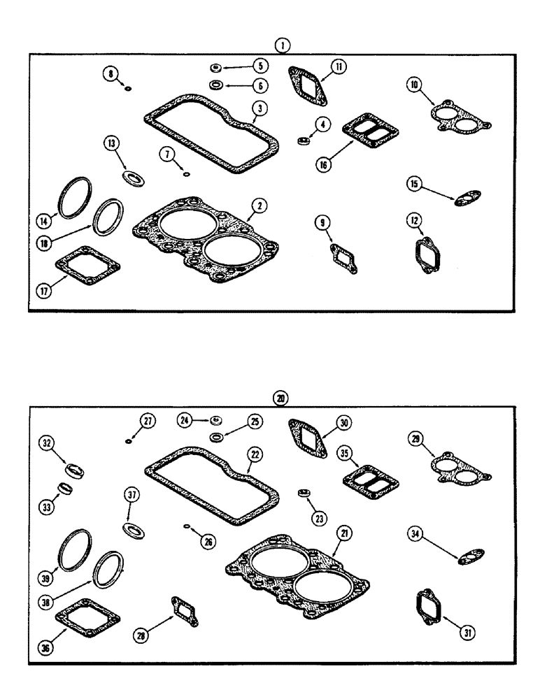 Схема запчастей Case 300C - (039A) - ENG. GASKET KITS, (336B) DIESEL ENG., VALVE GRIND KIT, USED W/ 5.189" TO 5.194" FIRE DAM DIA. SLEEVE (02) - ENGINE